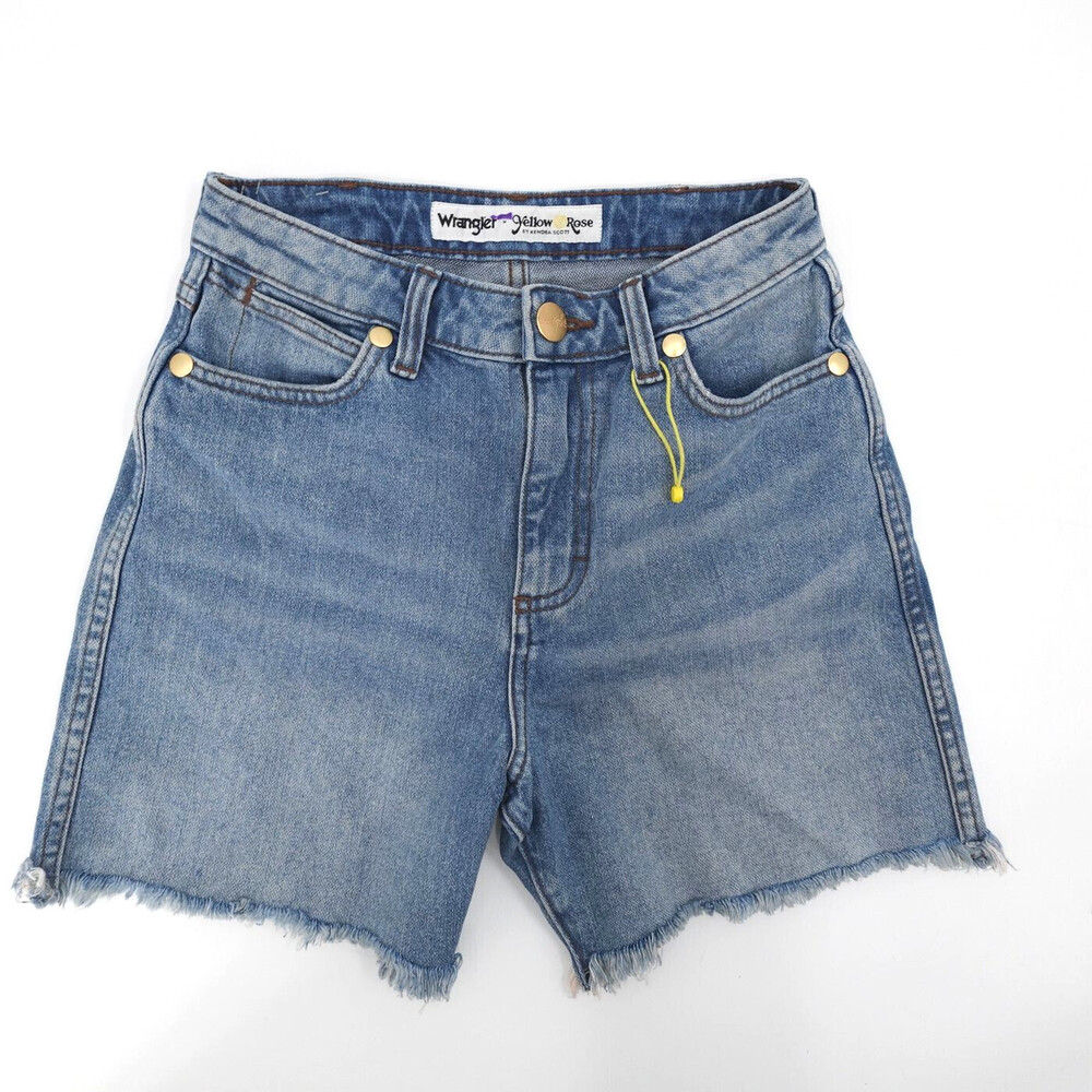 Wrangler x Yellow Rose Shorts Womens 25 Blue Cut-Off Denim High Rise Kendra